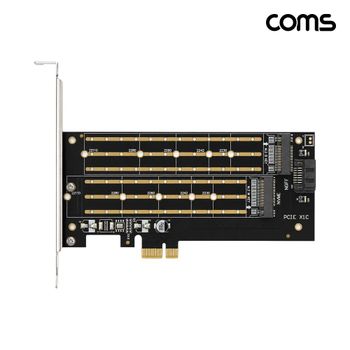 브라켓 PCIe x1 to <b>M.2</b> 듀얼 SSD <b>확장</b>카드 M-Key NVMe B-Key NGFF SATA 지원 포함