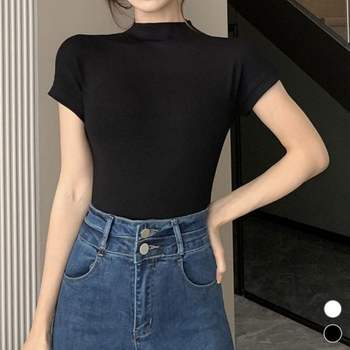 반폴라 티셔츠 Slim핏 여성 나시티 상의 데일리 이너웨어 40419 기본티