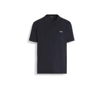 제냐 로고 자수 크루넥 티셔츠 E7360A5B760 B09 TP934897825