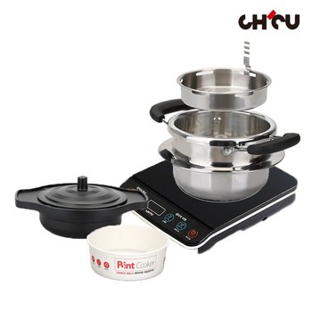 치치쿠쿠 IH 1~2인 원터치 저당 압력솥 1.2L [저당 세트] / 인덕션&가스 당뇨밥솥 저혈당 미니
