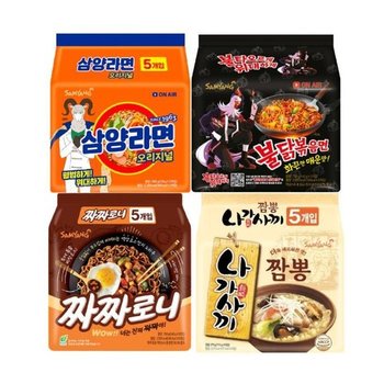 봉지라면 4종 혼합 각 1팩씩 / 삼양라면+불닭볶음면+나가사끼짬뽕+짜짜로니 (11178511)