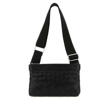 BOTTEGA VENETA 블랙 가죽 듀오 인트레치아토 크로스바디 백 778084V3R54 880