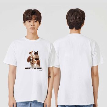 반팔티 그래픽 강아지 고양이 WHAT THE HELL 반팔티