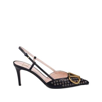 발렌티노 가라바니 V로고 시그니처 레더 펌프스 하이힐 블랙 145794665