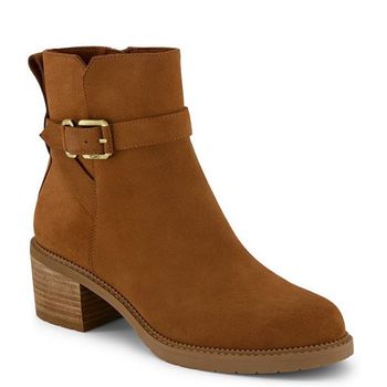 [해외] 탐스 헤일리 스웨이드 버클 하드웨어 블록 힐 부츠 앰버 브라운 여성