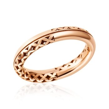 [비앤비골드] 14K 볼륨 하프 플라워컷 올밴드 할로우링 반지 SRS42131