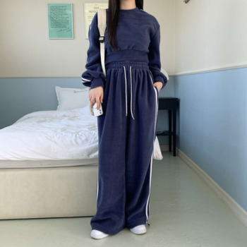 온더넷 후리스 라운드넥 크롭 맨투맨 밴딩 투웨이 팬츠 세트