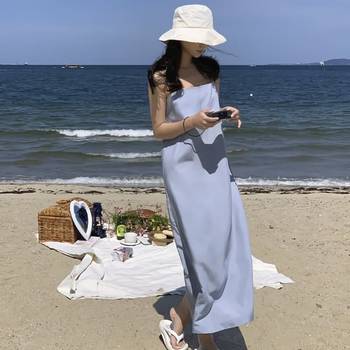여성 여름 혼디 뷔스티에 린넨 롱 원피스