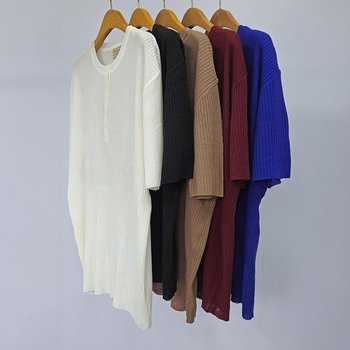 빅사이즈반팔티 S218L506 셀렉라운드버튼골지티 RM (37542544)