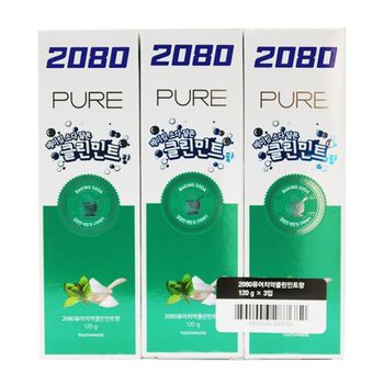 2080 베이킹소다 퓨어치약 상쾌한 클린민트향 120g3개 칫솔 치솔 혀클리너 프라그제거 구취제거