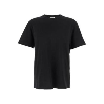 JIL SANDER Black Crewneck T-Shirt with Logo Patch on the Rear in Cotton Man J47GC0153J2010