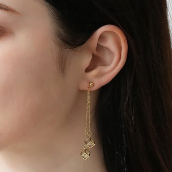 [박신혜, 헤이즈 착용]더블 큐빅 큐브 롱 이어링