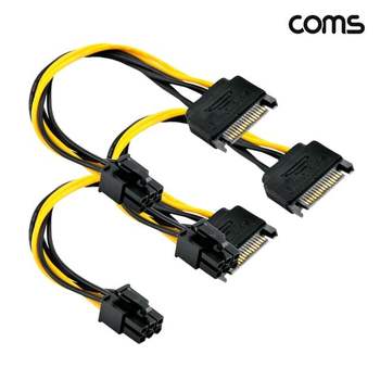 SATA 전원 to VGA 6P 변환 케이블 20cm PCB GPU 그래픽카드 PCIe 보조전원 연
