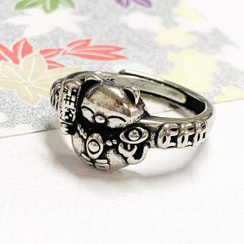 빈티지오픈링 사이즈자유 실버도금 행운을 부르는 고양이반지