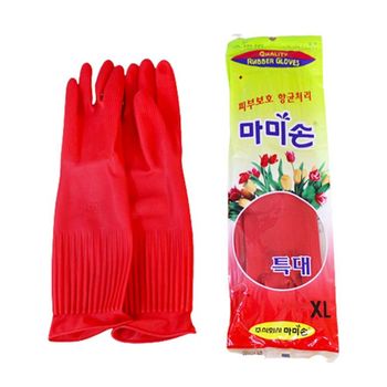 마미손 고무장갑 레드 특대 1P 주방 설거지 청소 장갑 고무장갑티