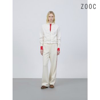 ZOOC 물결 포인트 니트 집업 IV_Z251KSL011