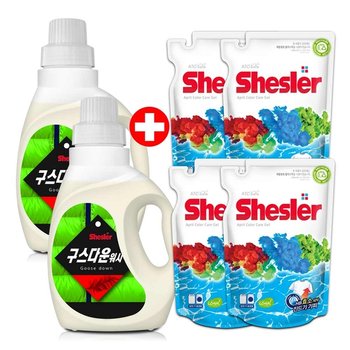 쉬슬러_ 기능성 세탁세제 구스다운 650ml 2개 + 세제 리필 500ml 4개