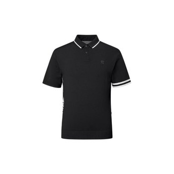 풋조이골프반팔티 VQA RHRFJ41396 스트라이프 로고 니트 반팔 폴로 셔츠 Black