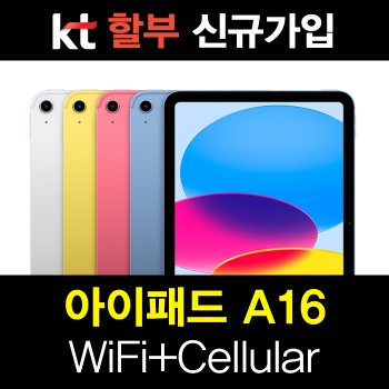 KT 아이패드 11세대 A16 Wi-Fi + 셀룰러 256GB 블루 통신사 신규가입 할부 개통 태블릿 PC