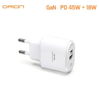 갤럭시 아이폰 핸드폰 고속충전기 정품 드리온 GaN PD45W+18W 2포트 C타입+USB