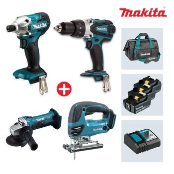 마끼다 DLX4029TR1 18V 5.0Ah 충전콤보세트 DTD156+DHP458+DGA402+DJV180 임팩드릴+함마+그라인