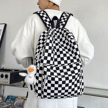가벼운 데일리 학생 책가방 캐주얼 체커보드 블랙 백팩 바퀴벌레 미끼 베이트
