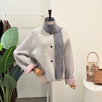 FW5J3JK31097_머플러 세트 노카라 자켓