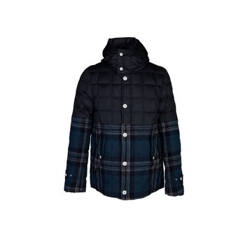 15주년 감마블루 로고 패치 체크 울 패딩자켓 네이비 41347 83 54993 792