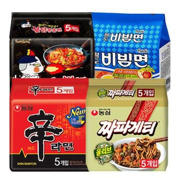 봉지라면 혼합 20봉(신라면5봉+짜파게티5봉+팔도비빔면5봉+불닭볶음면5봉)..[35724773]