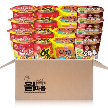 오뚜기 큰컵 (진라면매운맛+열라면+스낵면+오동통면) 각 4개씩