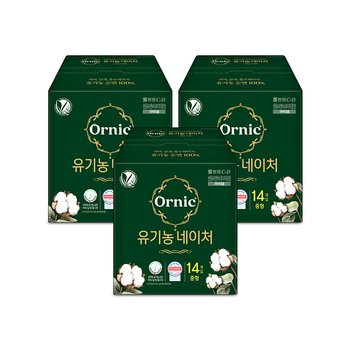 오닉 유기농 네이처 생리대 중형 14p 3팩