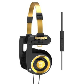 [해외] Koss Porta Pro 3.5mm & 한정판 블랙 골드 온 이어 헤드폰 인라인 마이크 볼륨 컨트롤 터치