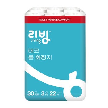 리빙에코 3겹데코 화장지 30롤/무포름/롤휴지