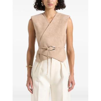26 FW Maniere De Voir 잔느 스웨이드 벨트 랩 베스트 베이지 WMN4191 TP4542520