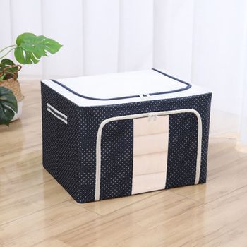 대용량 패브릭 접이식 정리함 블루도트 100L 이불 옷 장난감 리빙 폴딩 박스 F038