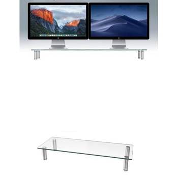 와이드 강화유리 선반 듀얼 모니터 받침대 PC 90cm 모니터 선반
