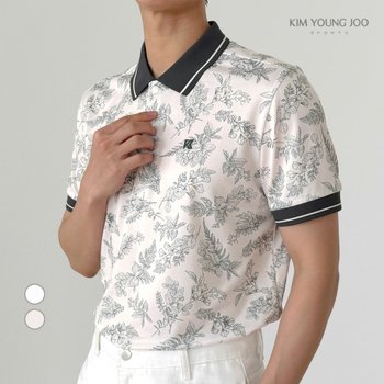 김영주스포츠 남성 보태니컬 카라 티셔츠 KRMT60315 골프 여행 데일리 비즈니스 스판