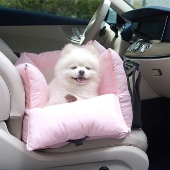 강아지 차량용 쁘띠 꿀잠 카시트 (핑크) 애견 차 멀미