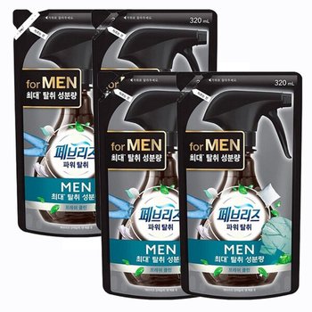 페브리즈 섬유탈취제 포맨 남성용 프레쉬클린 리필 320ml 4개