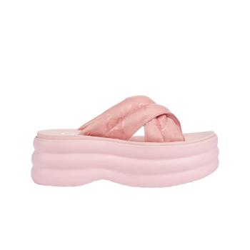 구찌 GG 플랫폼 슬라이드 샌들 라이트 핑크 패딩 나일론 738707-H9H00-583