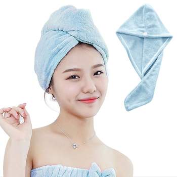 극세사 드라이 타올 블루 머리 말리기 헤어 수건 타월