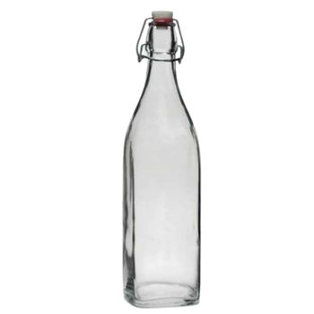 유리밀폐병 373QAZ83 식용유병 사각 스윙유리병 1000ml