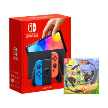 닌텐도 스위치 OLED 네온 블루,레드 본체 + 링 피트 어드벤처(게임칩/링콘 세트) (S42223988)
