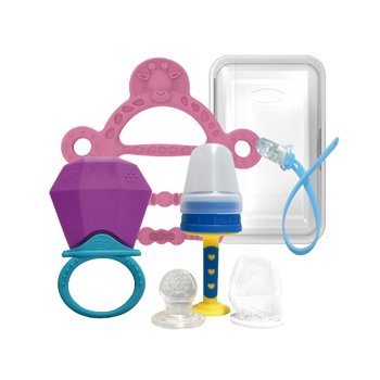 앙쥬 주식회사 앙쥬 치발기 3종세트 (보석+팔찌+안전과즙망+케이스+실리콘클립) 신생아 아기 장난감 완구