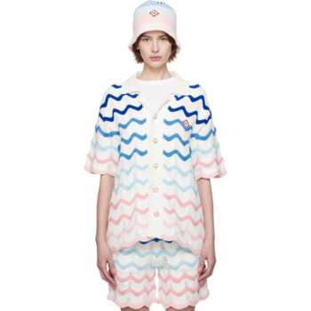 26 SS 카사블랑카 멀티컬러 웨이브 그라데이션 크로셰 셔츠 251195F10900