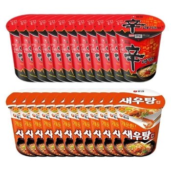 농심 컵라면 소컵 신라면12개+새우탕12개