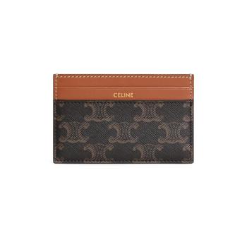 셀린느 여성 Medium card holder in Triomphe canvas and calfskin tan CELYD46DBRWZ