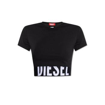 Diesel 로고 웨이스트밴드 스포티 크롭 탑 UFTEESPORTCROPPEDA145930HMAU 9XX TP9