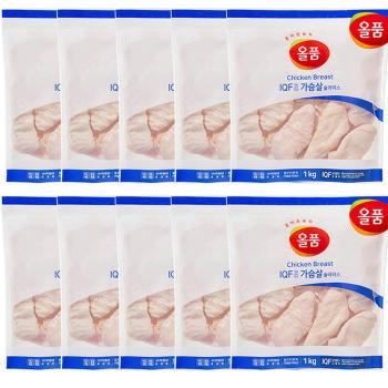 올품 IQF 닭가슴살 슬라이스 10kg (1kg x 10봉) (S11463386)