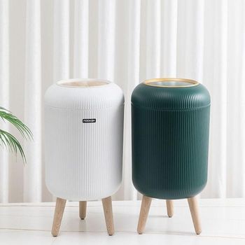 2컬러 감성 인테리어 템바 캡슐 10L 원터치 버튼 휴지통 쓰레기통